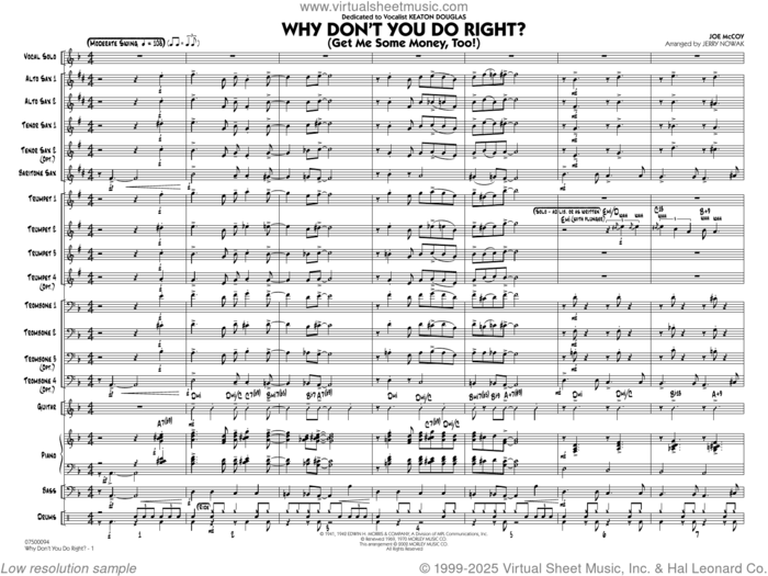 Why Don't You Do Right (arr. Jerry Nowak)  sheet music for jazz band (full score) by Peggy Lee, Jerry Nowak and Joe McCoy, intermediate skill level