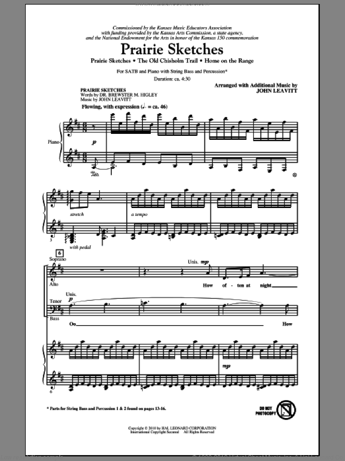 Prairie Sketches (Medley) sheet music for choir (SATB: soprano, alto, tenor, bass) by John Leavitt, intermediate skill level