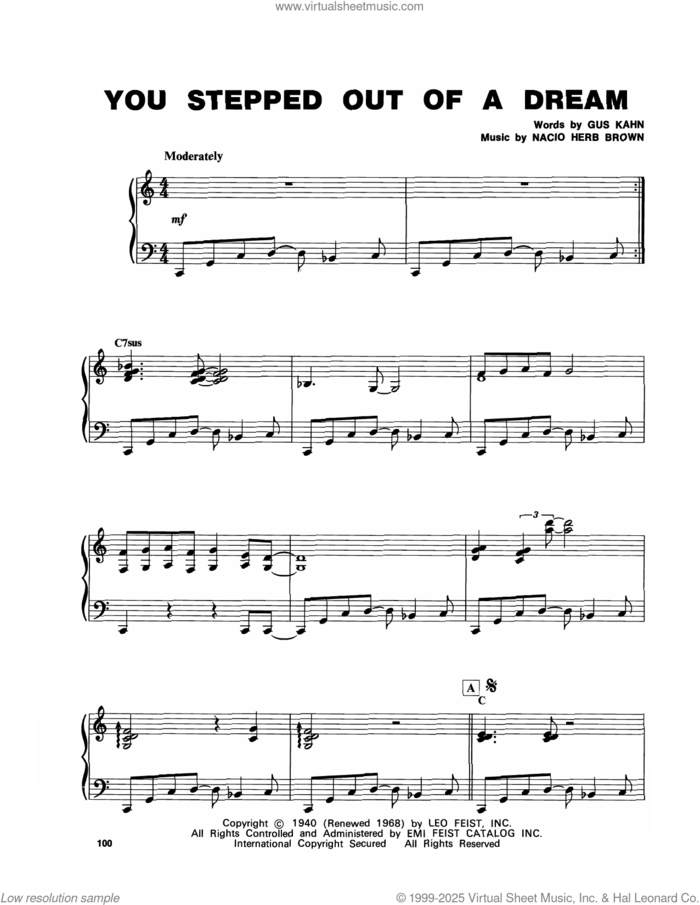 You Stepped Out Of A Dream sheet music for piano solo (transcription) by McCoy Tyner, Gus Kahn and Nacio Herb Brown, intermediate piano (transcription)