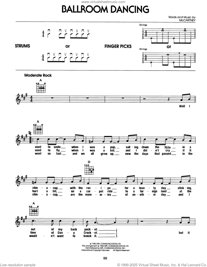 Ballroom Dancing sheet music for guitar solo (chords) by Paul McCartney, easy guitar (chords)