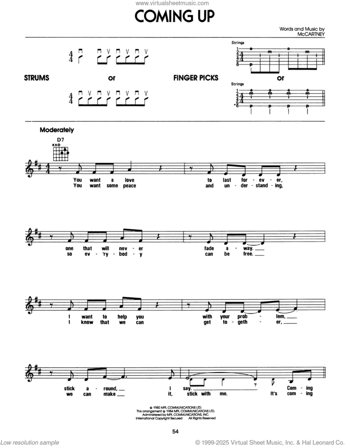 Coming Up sheet music for guitar solo (chords) by Paul McCartney, easy guitar (chords)