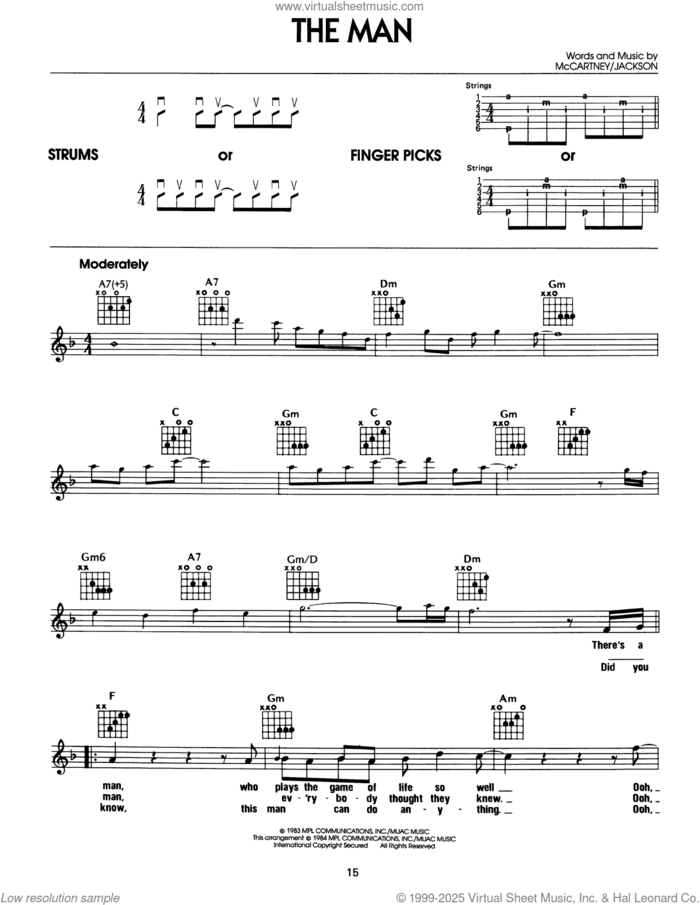 The Man sheet music for guitar solo (chords) by Paul McCartney, Paul McCartney and Michael Jackson and Michael Jackson, easy guitar (chords)