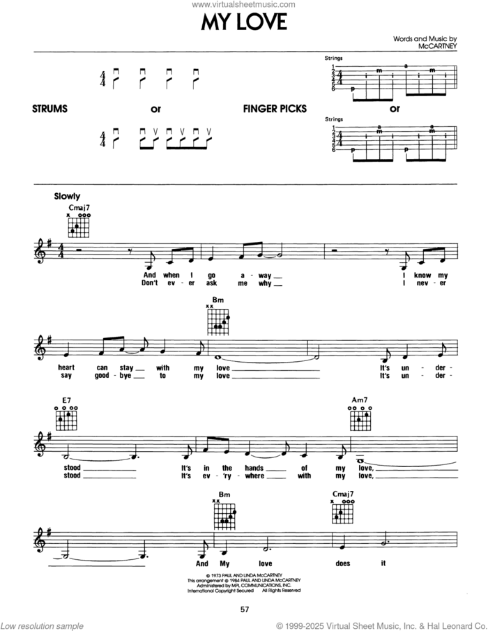 My Love sheet music for guitar solo (chords) by Paul McCartney, Paul McCartney and Wings and Linda McCartney, easy guitar (chords)