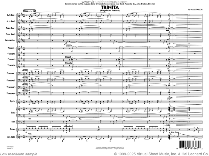 Trinita (with Flugelhorn Feature) (COMPLETE) sheet music for jazz band by Mark Taylor, intermediate skill level