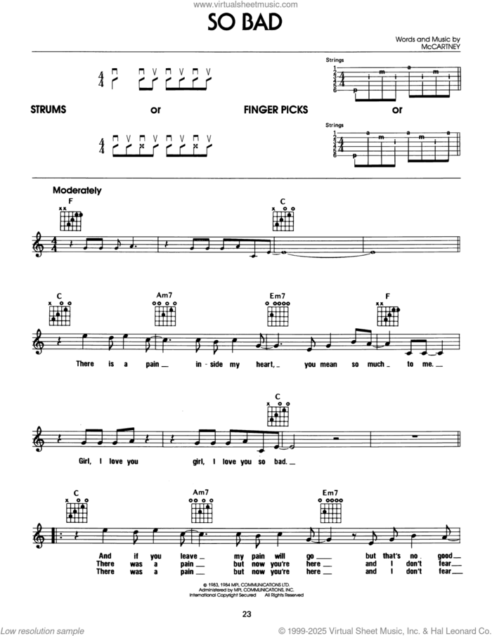 So Bad sheet music for guitar solo (chords) by Paul McCartney, easy guitar (chords)