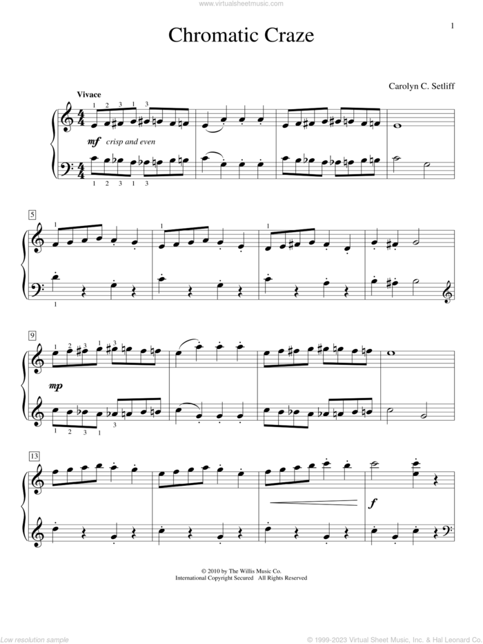 Chromatic Craze sheet music for piano solo (elementary) by Carolyn C. Setliff, beginner piano (elementary)