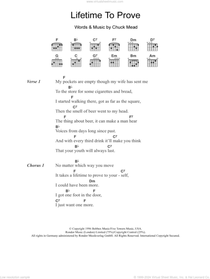 Lifetime To Prove sheet music for guitar (chords) by BR549, BR5-49 and Chuck Mead, intermediate skill level