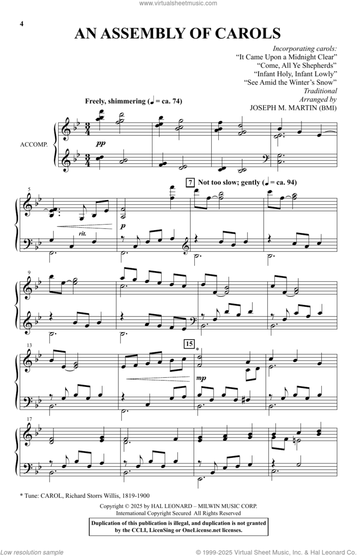 An Assembly Of Carols sheet music for choir (SATB: soprano, alto, tenor, bass) by Joseph M. Martin, intermediate skill level