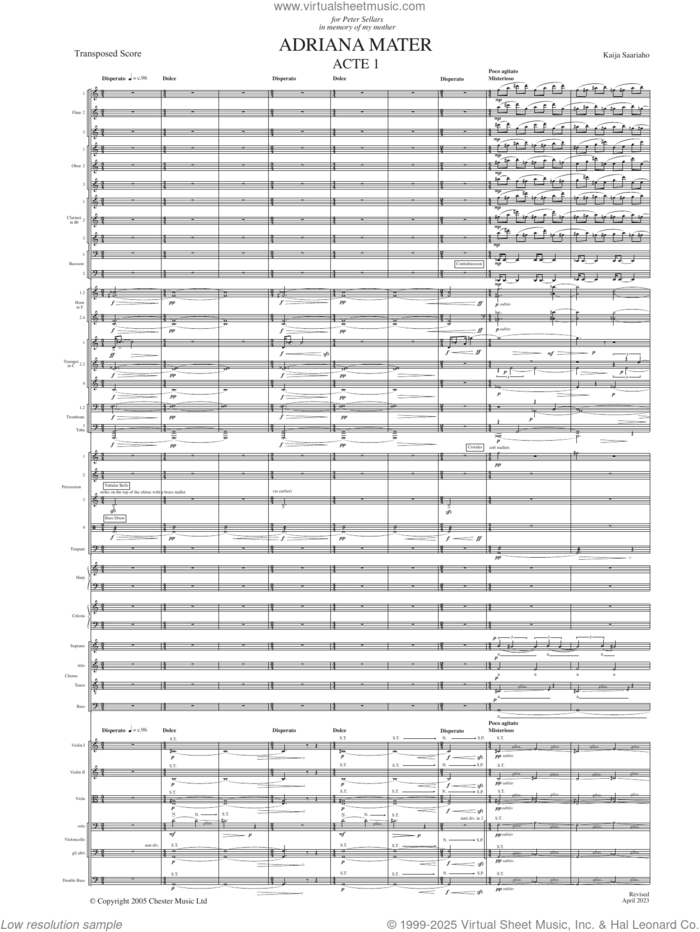 Adriana Mater (study score) sheet music for choir by Kaija Saariaho, classical score, intermediate skill level