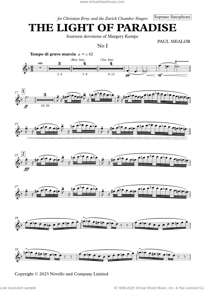 The Light of Paradise (parts) (complete set of parts) sheet music for chamber ensemble by Paul Mealor, classical score, intermediate skill level