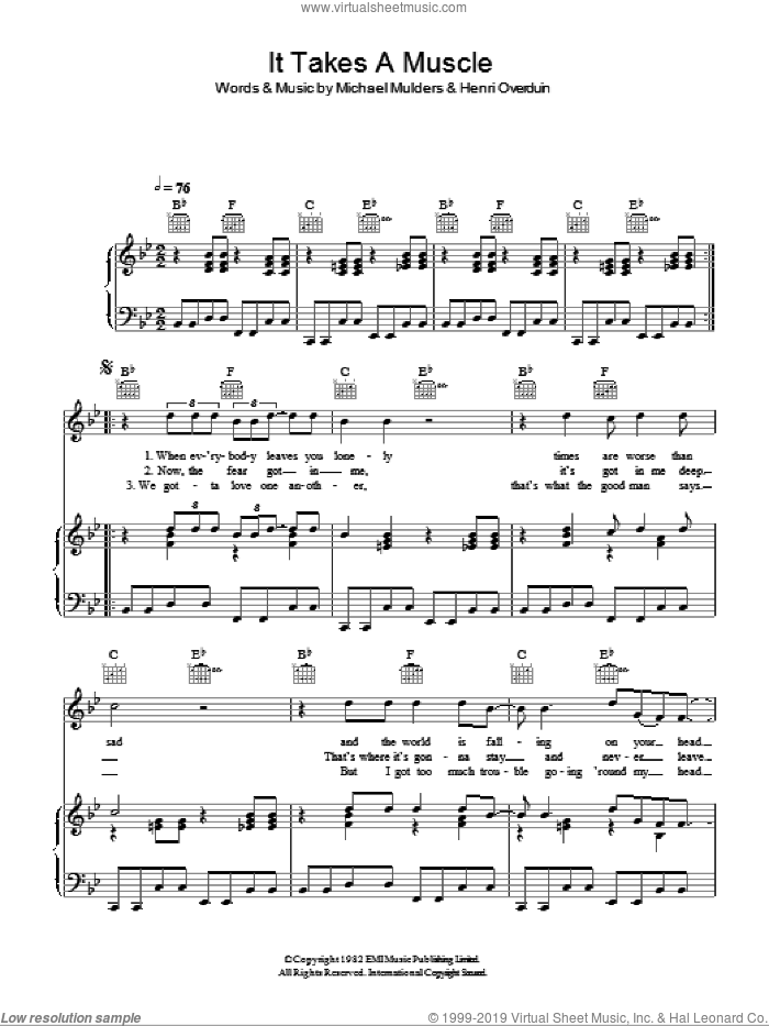 It Takes A Muscle sheet music for voice, piano or guitar by M.I.A., Henri Overduin and Michael Mulders, intermediate skill level