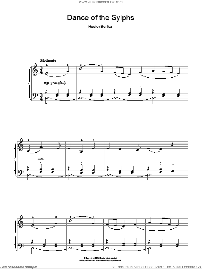 Dance Of The Sylphs (from The Damnation Of Faust) sheet music for piano solo by Hector Berlioz, classical score, easy skill level
