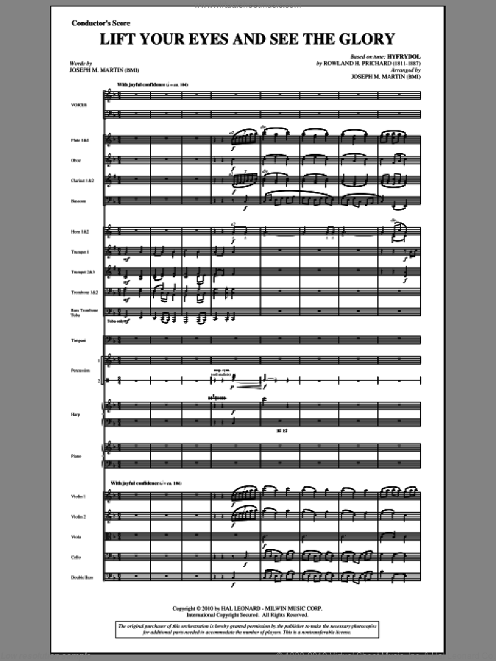 Lift Your Eyes And See The Glory (complete set of parts) sheet music for orchestra/band (Orchestra) by Joseph M. Martin and Rowland Prichard, intermediate skill level