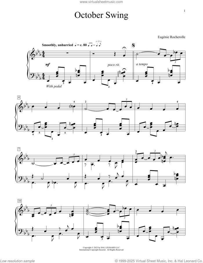 October Swing sheet music for piano solo (elementary) by Eugenie Rocherolle, beginner piano (elementary)