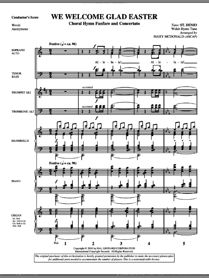 We Welcome Glad Easter (complete set of parts) sheet music for orchestra/band (Brass) by Mary McDonald, Miscellaneous and Anonymous, intermediate skill level