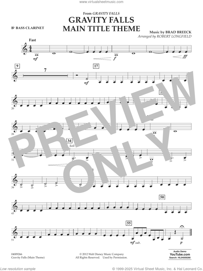 Gravity Falls Main Title Theme (arr. Robert Longfield) sheet music for concert band (timpani) by Brad Breek and Robert Longfield, intermediate skill level