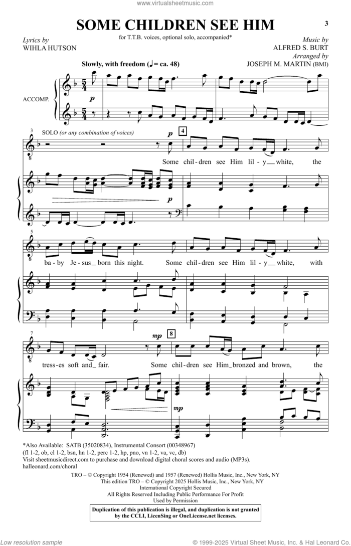 Some Children See Him (arr. Joseph M. Martin) sheet music for choir (TTB: tenor, bass) by Wihla Hutson, Joseph M. Martin and Alfred S. Burt, intermediate skill level