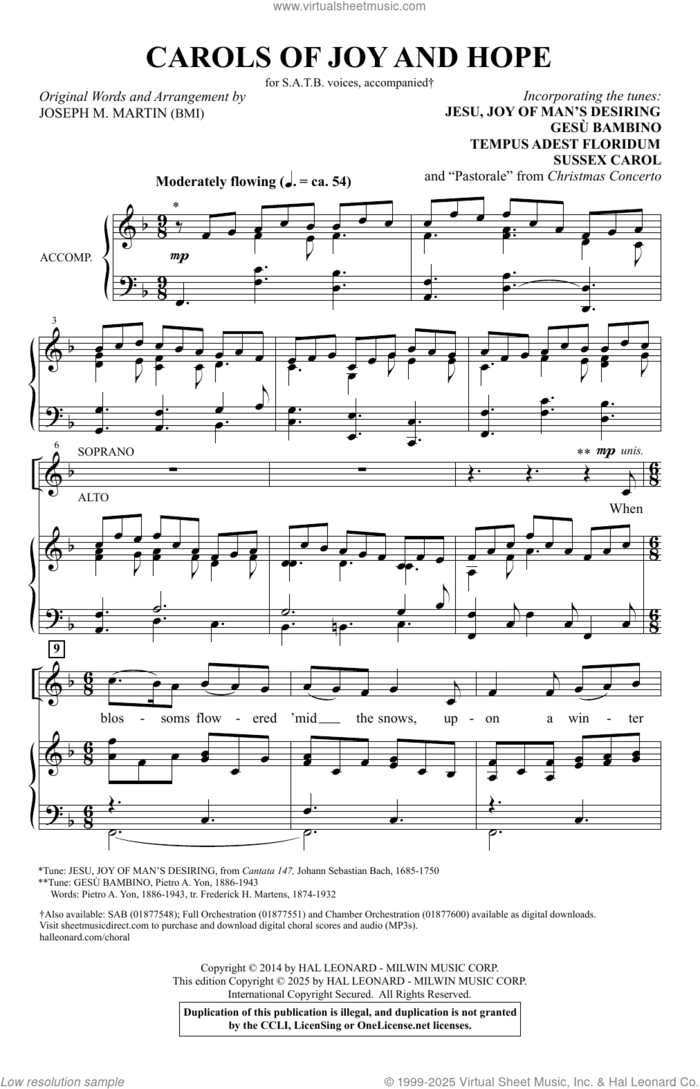 Carols Of Joy And Hope sheet music for choir (SATB: soprano, alto, tenor, bass) by Joseph M. Martin, intermediate skill level