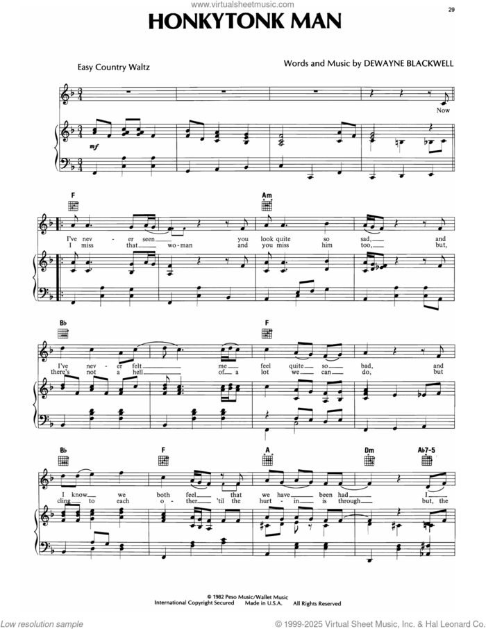 Honky Tonk Man sheet music for voice, piano or guitar by Marty Robbins, Howard Hausey, Johnny Horton and Tillman Franks, intermediate skill level