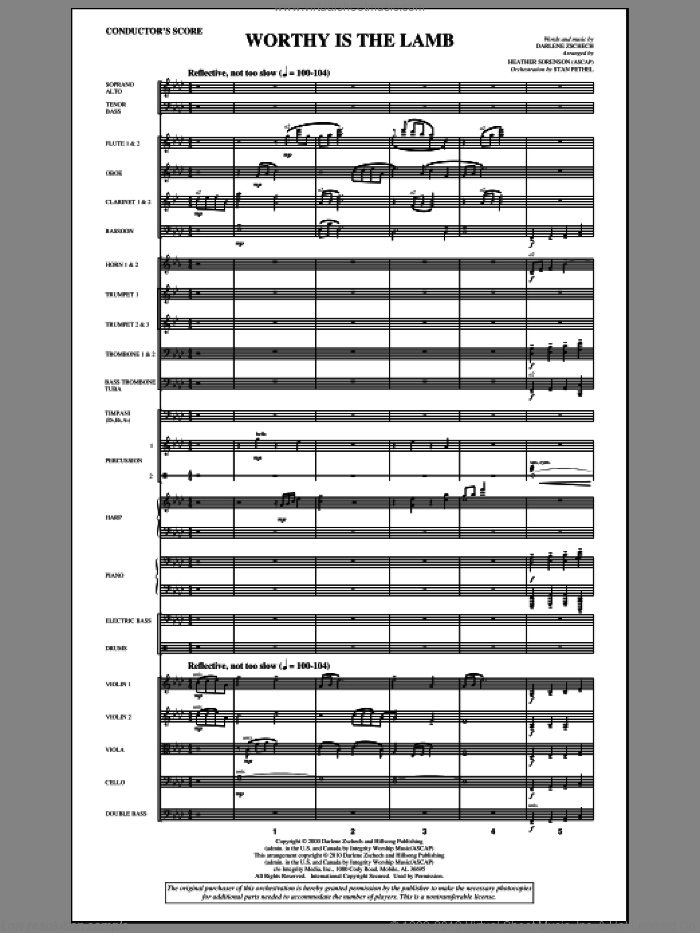 Worthy Is The Lamb (complete set of parts) sheet music for orchestra/band (Orchestra) by Heather Sorenson and Darlene Zschech, intermediate skill level