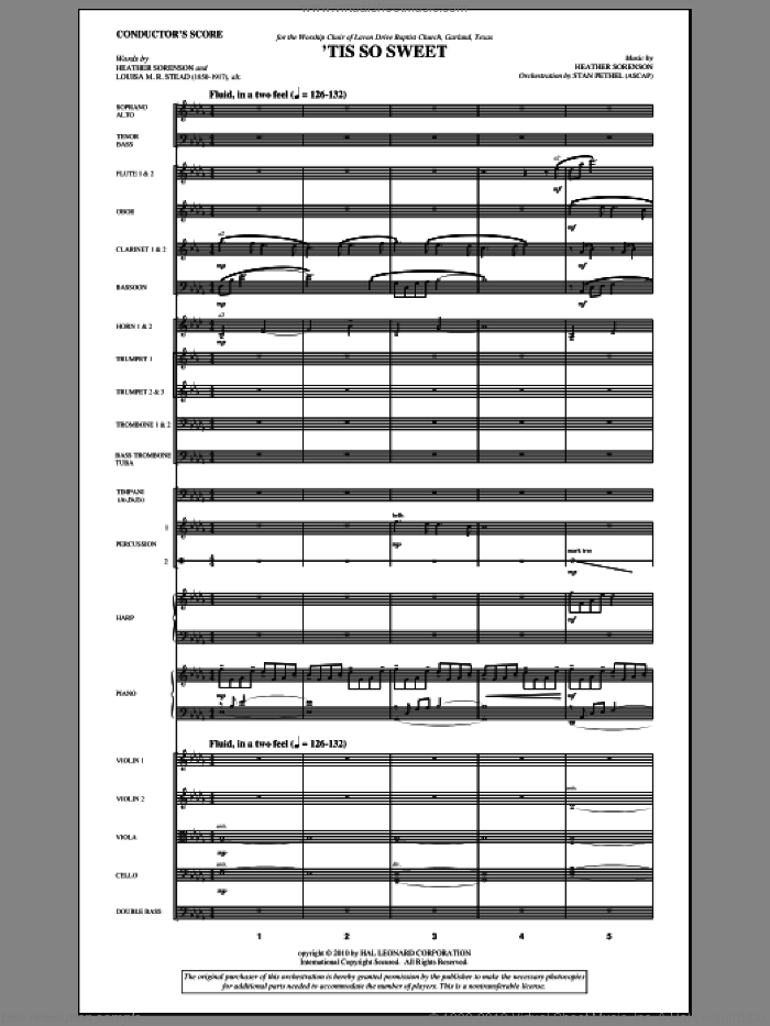 'Tis So Sweet (complete set of parts) sheet music for orchestra/band (Orchestra) by Heather Sorenson and Stan Pethel, intermediate skill level