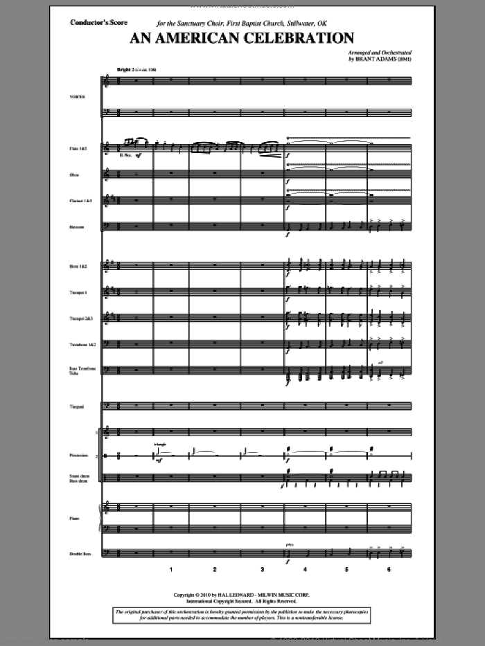 An American Celebration (complete set of parts) sheet music for orchestra/band (Orchestra) by Don Raye, Al Jacobs and Brant Adams, intermediate skill level