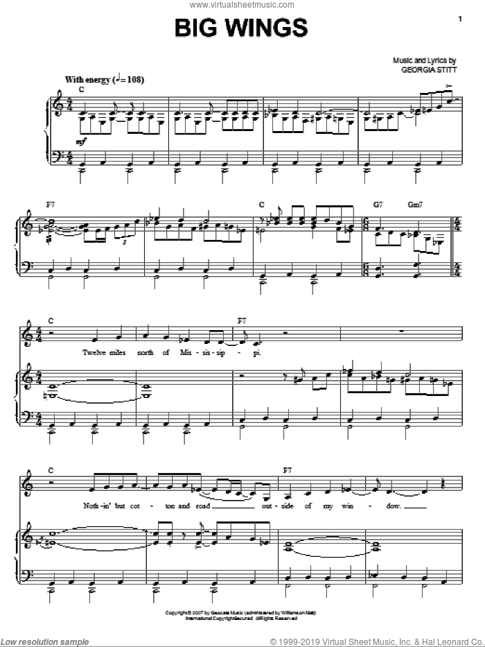 Big Wings sheet music for voice and piano by Georgia Stitt and Jenn Colella, intermediate skill level