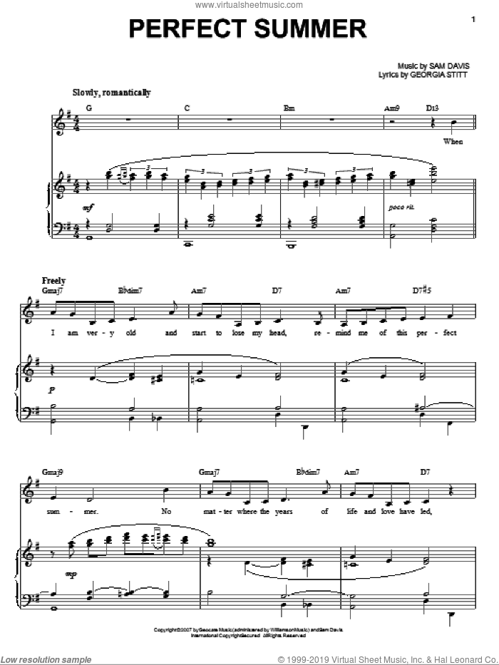 Perfect Summer sheet music for voice and piano by Georgia Stitt and Sam Davis, intermediate skill level