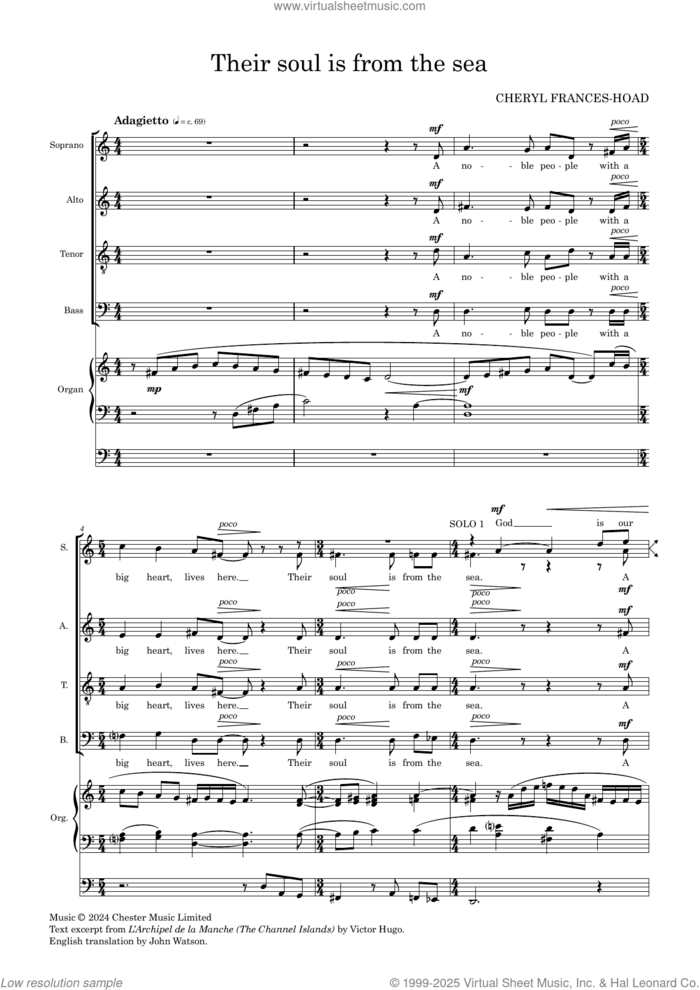 Their Soul is from the Sea sheet music for choir (SATB: soprano, alto, tenor, bass) by Cheryl Frances-Hoad, classical score, intermediate skill level