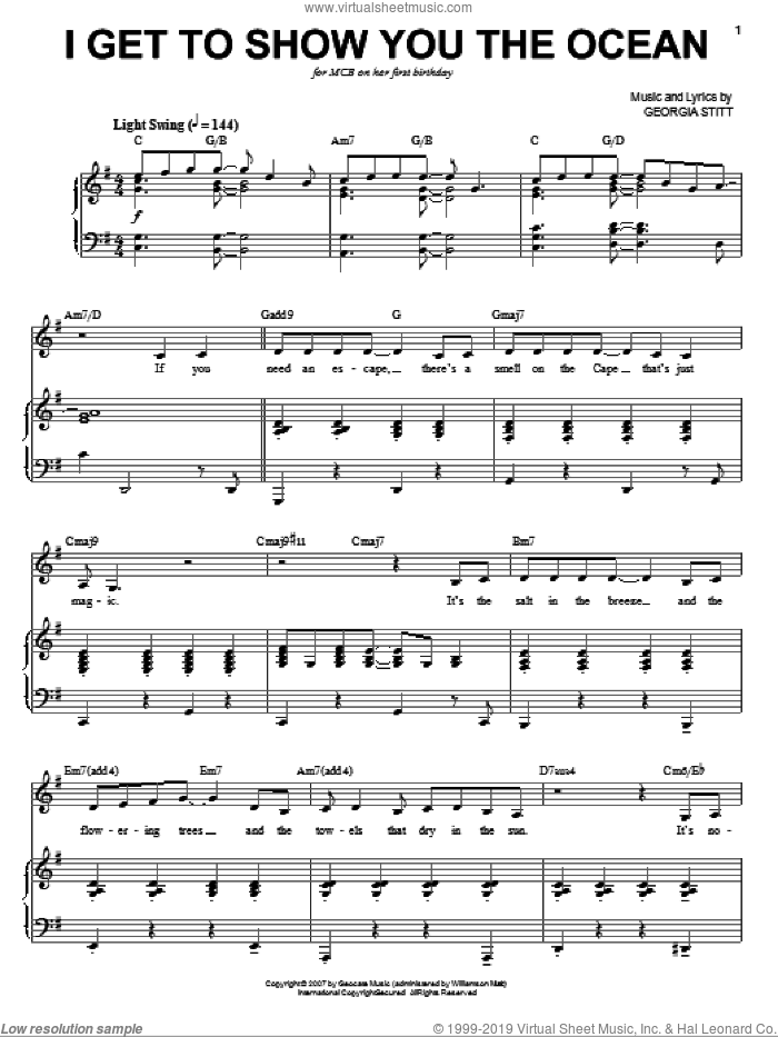 I Get To Show You The Ocean sheet music for voice and piano by Georgia Stitt and Faith Prince, intermediate skill level