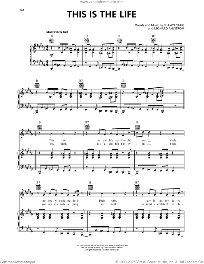 This Is The Life sheet music for voice, piano or guitar by Phillips, Craig & Dean, Leonard Ahlstrom and Shawn Craig, intermediate skill level