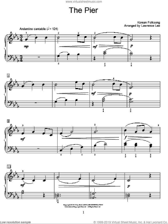 The Pier sheet music for piano solo (elementary)  and Lawrence Lee, beginner piano (elementary)