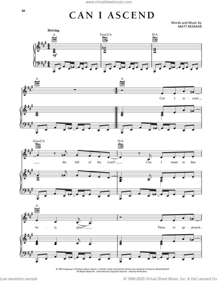 Can I Ascend sheet music for voice, piano or guitar by Matt Redman, intermediate skill level
