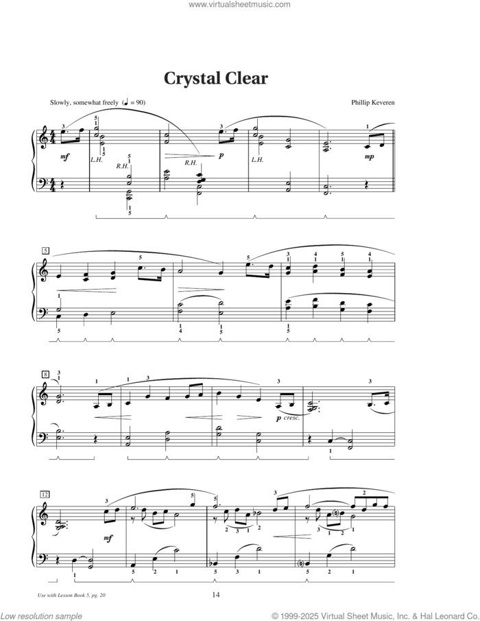 Crystal Clear sheet music for piano solo (elementary) by Phillip Keveren, beginner piano (elementary)
