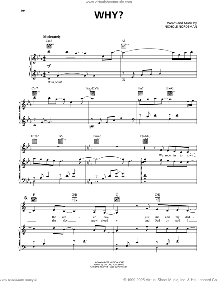 Why sheet music for voice, piano or guitar by Nichole Nordeman, intermediate skill level