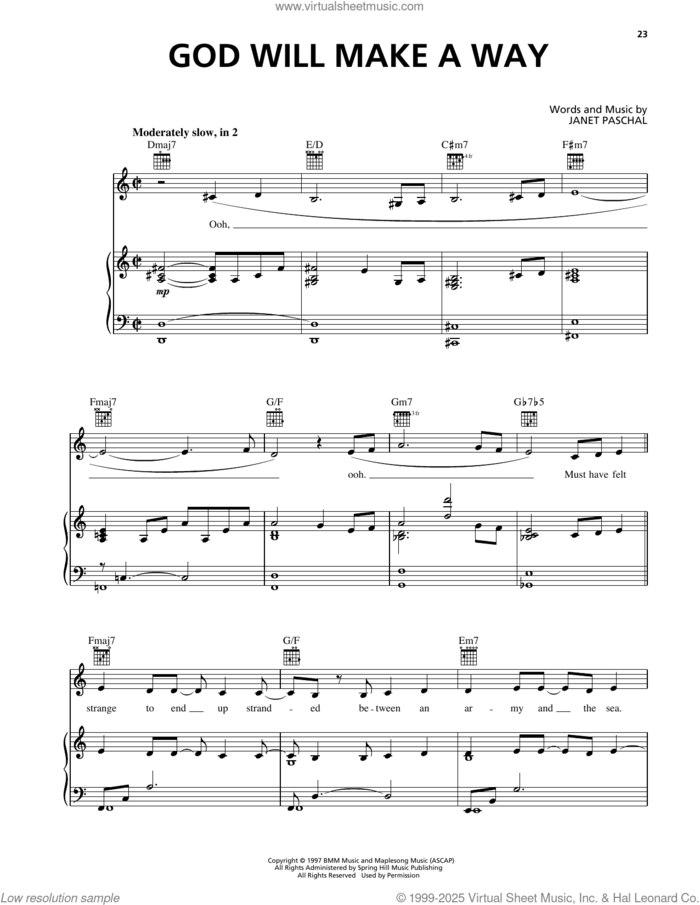 God Will Make A Way sheet music for voice, piano or guitar by Janet Paschal, intermediate skill level