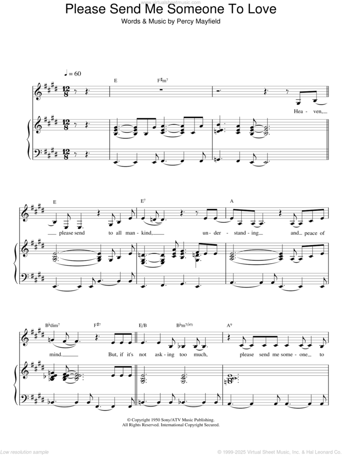 Please Send Me Someone To Love sheet music for voice, piano or guitar by Percy Mayfield, intermediate skill level