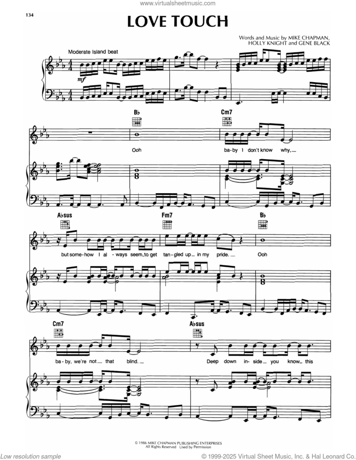 Love Touch sheet music for voice, piano or guitar by Rod Stewart, Gene Black, Holly Knight and Mike Chapman, intermediate skill level