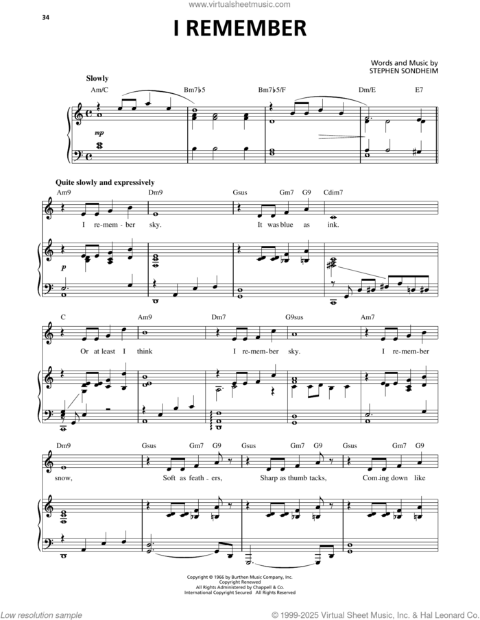 I Remember sheet music for voice, piano or guitar by John Pizzarelli, Richard Walters and Stephen Sondheim, intermediate skill level