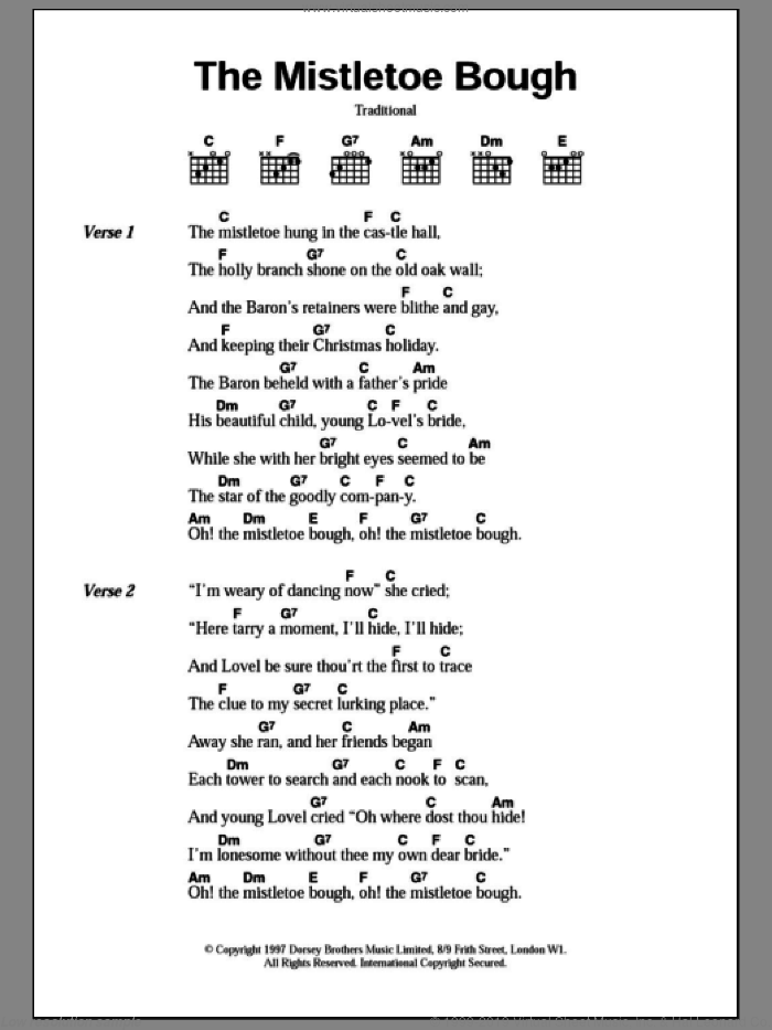 The Mistletoe Bough sheet music for guitar (chords), intermediate skill level