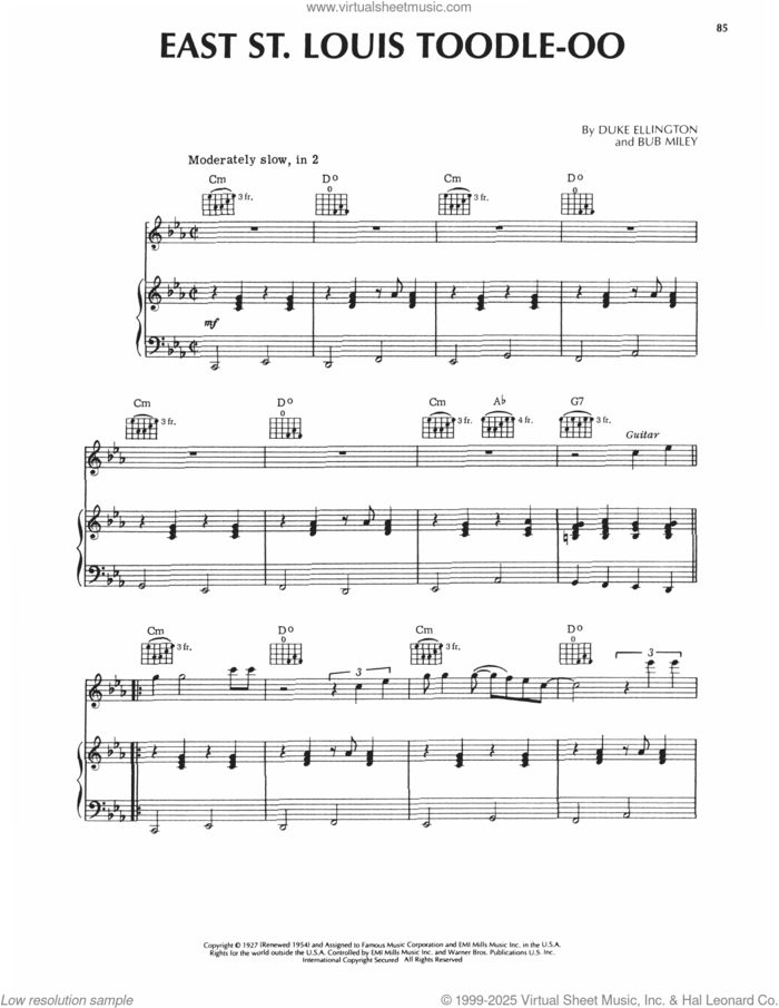 East St. Louis Toodle-oo sheet music for voice, piano or guitar by Steely Dan, Bubber Miley and Duke Ellington, intermediate skill level
