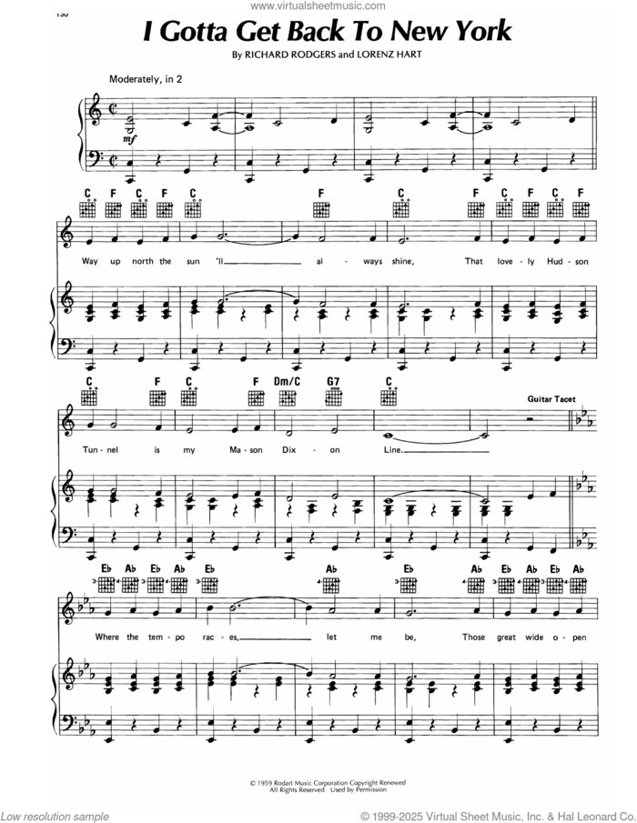 I Gotta Get Back To New York (from We'll Have Manhattan) sheet music for voice, piano or guitar by Al Jolson, Lorenz Hart and Richard Rodgers, intermediate skill level