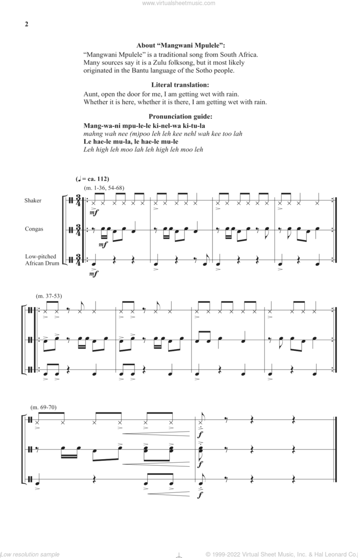 Mangwani Mpulele sheet music for choir (2-Part) by Jerry Estes and Miscellaneous, intermediate duet