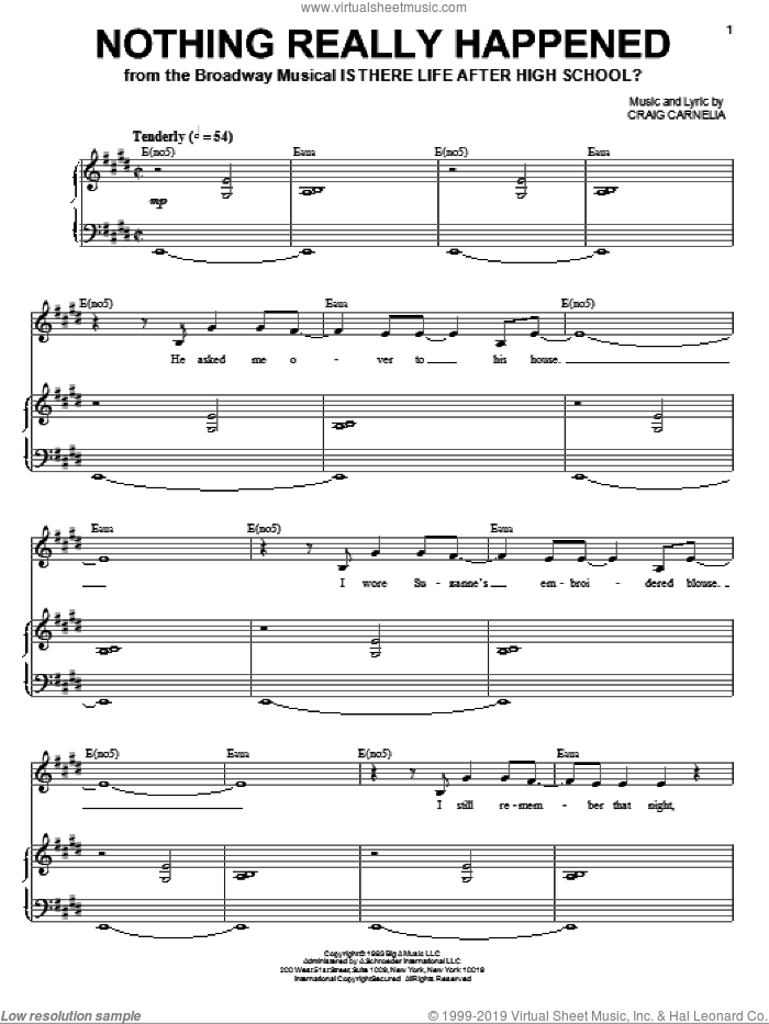 Nothing Really Happened sheet music for voice and piano by Craig Carnelia, intermediate skill level