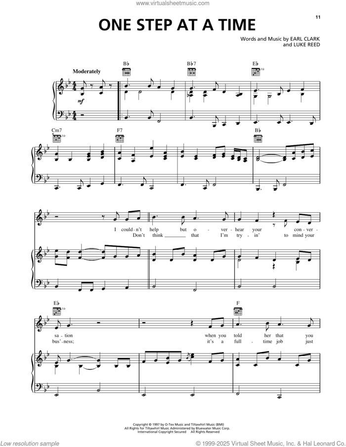One Step At A Time sheet music for voice, piano or guitar by George Strait, Earl Clark and Luke Reed, intermediate skill level