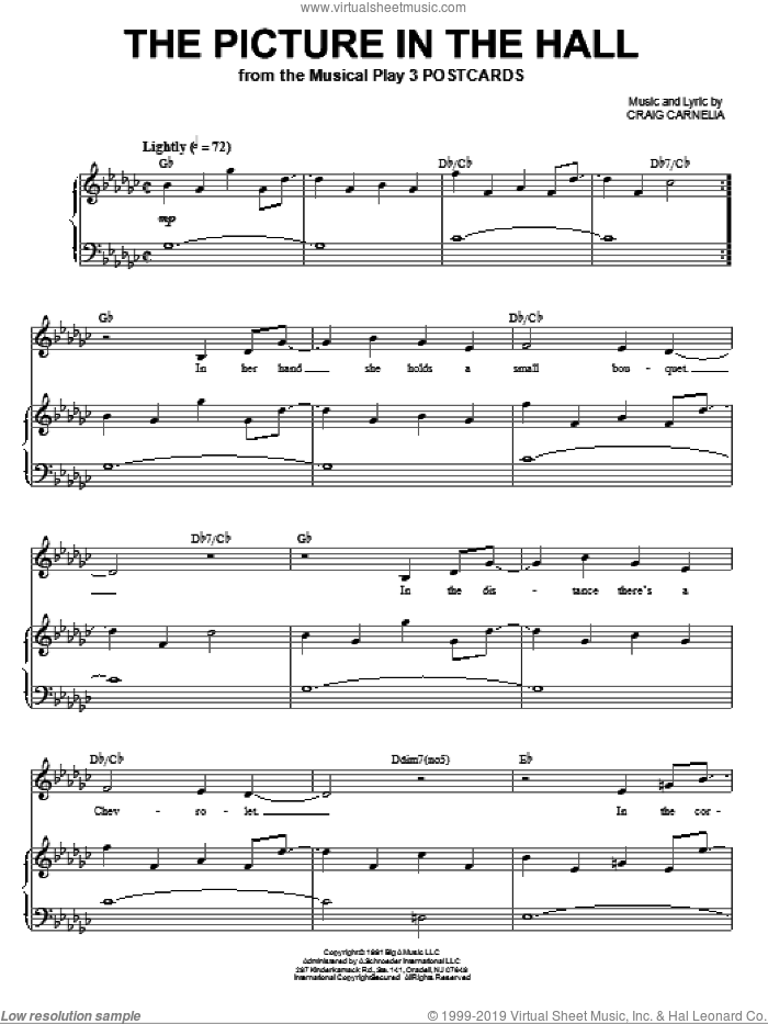 The Picture In The Hall sheet music for voice and piano by Craig Carnelia, intermediate skill level