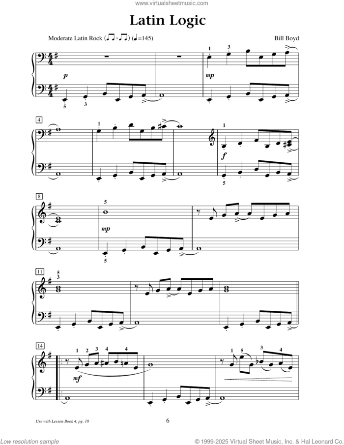 Latin Logic sheet music for piano solo (elementary) by Bill Boyd, beginner piano (elementary)
