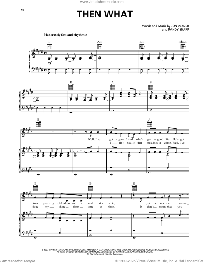 Then What sheet music for voice, piano or guitar by Clay Walker, Jon Vezner and Randy Sharp, intermediate skill level