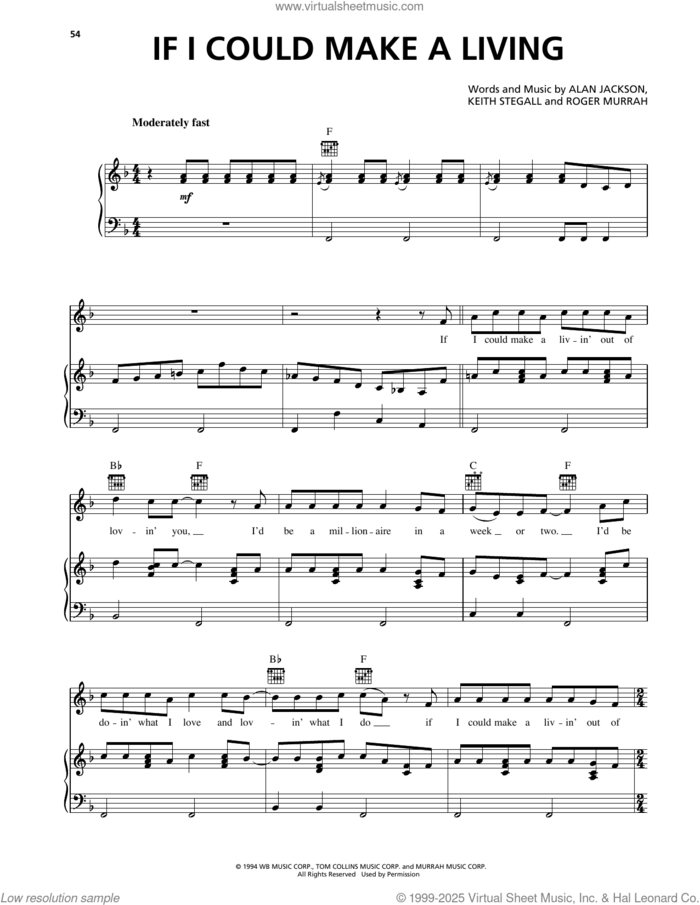 If I Could Make A Living sheet music for voice, piano or guitar by Clay Walker, Alan Jackson, Keith Stegall and Roger Murrah, intermediate skill level
