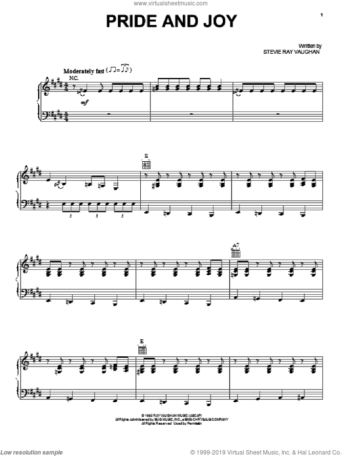 Pride And Joy sheet music for voice, piano or guitar by Stevie Ray Vaughan, intermediate skill level